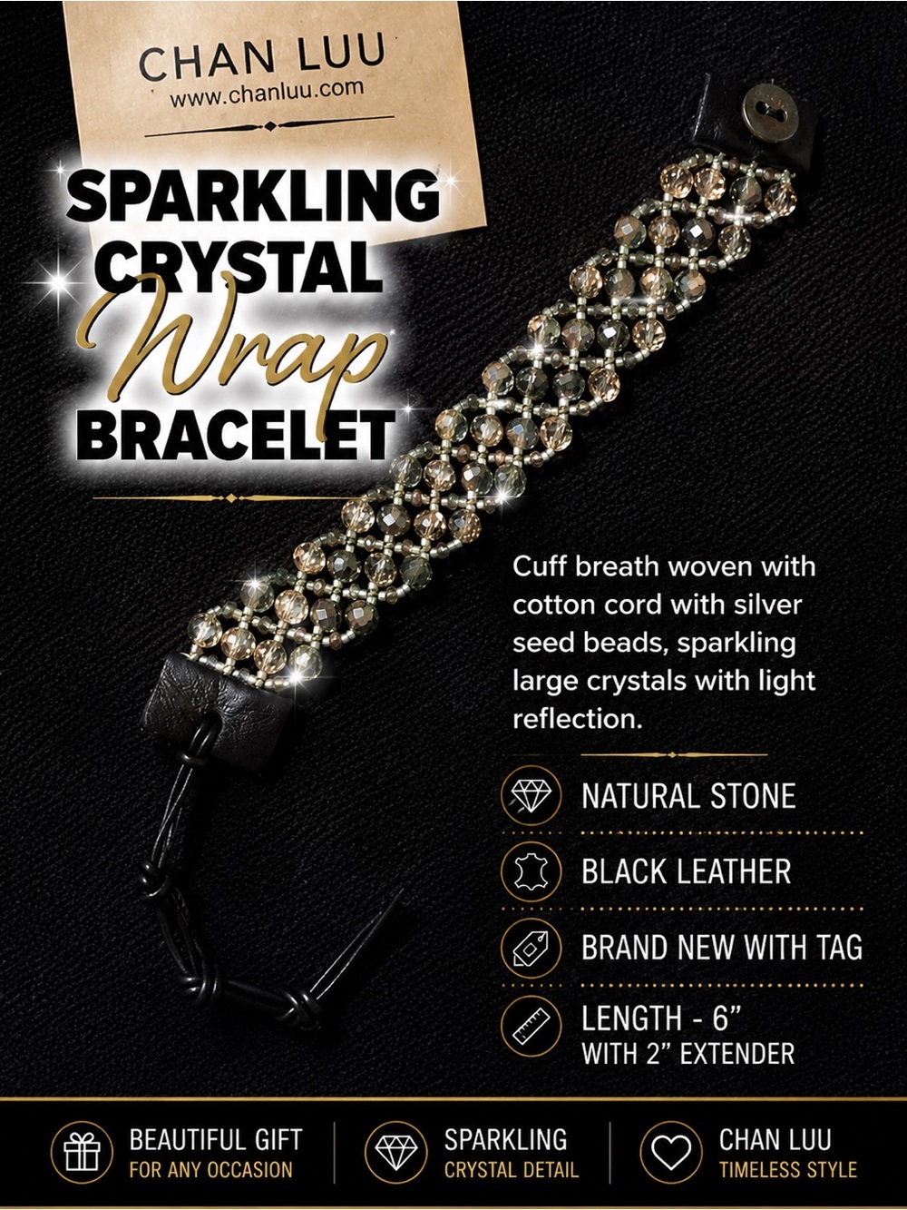 CHAN LUU Sparkling Crystal Wrap Bracelet
